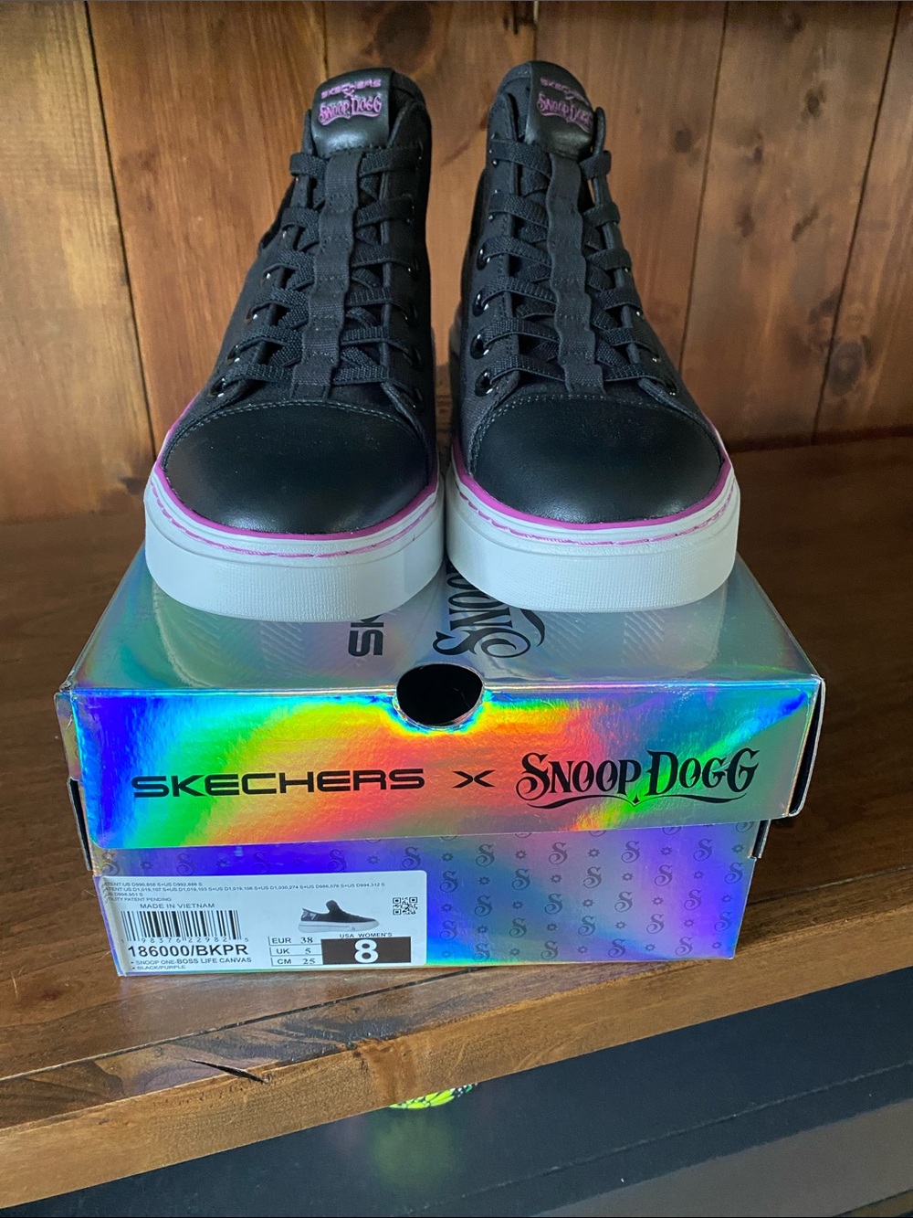 Skechers Snoop Dogg Black High-Top Sneakers with Fuchsia Accent